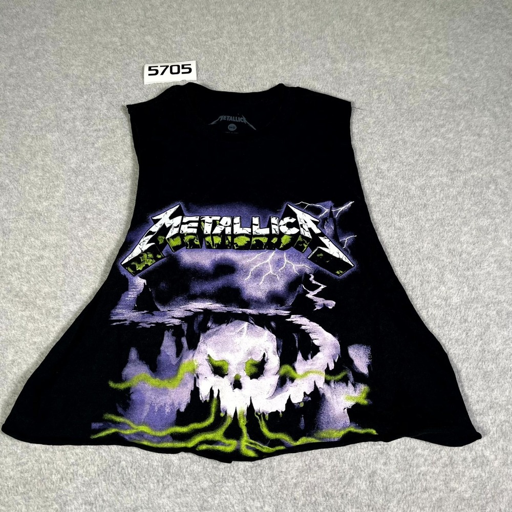 Metallica Tank Top Mens Medium Black Muscle Skull Graphic Cotton Crew Neck